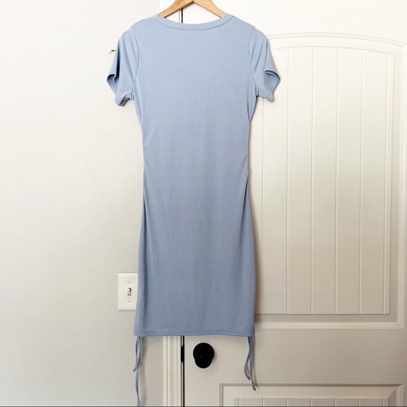 NWT Halara Ruched Mini Dress Sky Blue - Picture 3 of 6